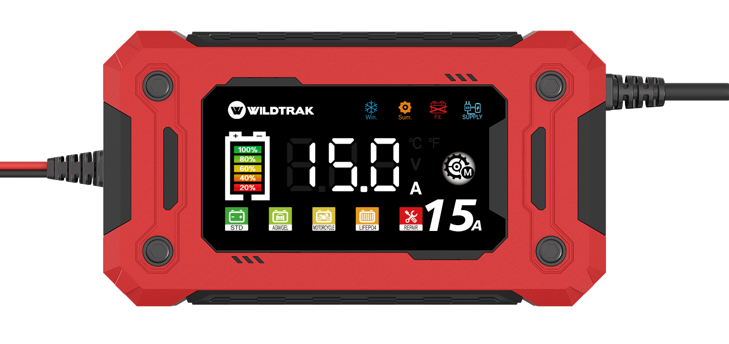 Wildtrak 12V 15A Battery Charger - Car, Boat, AGM & LiFePO₄ Compatible