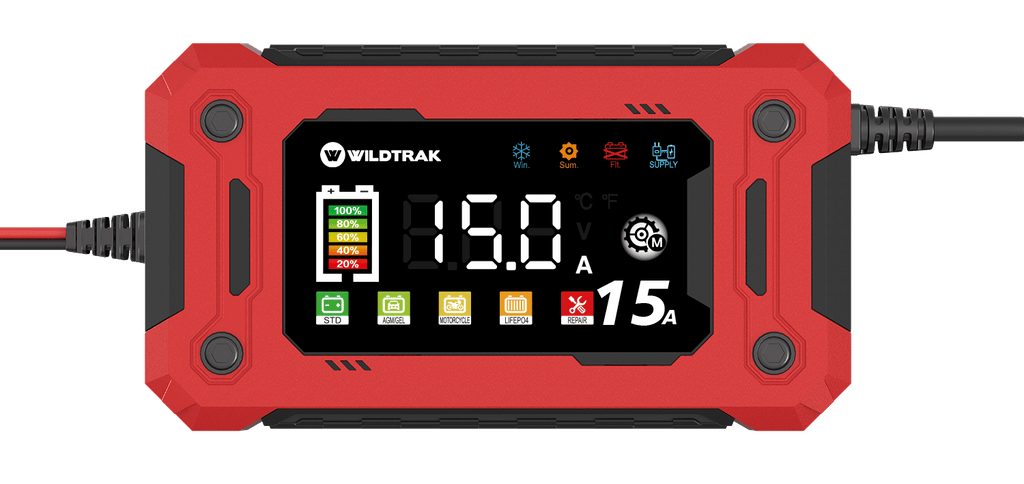 Wildtrak 12V 15A Battery Charger - Car, Boat, AGM & LiFePO₄ Compatible