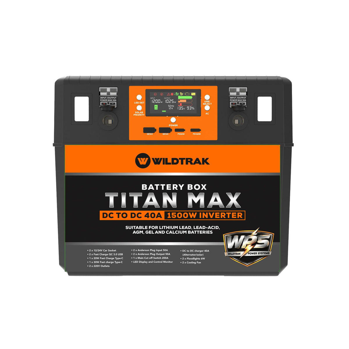 Wildtrak Titan Max Battery Box with 40A DC/DC Charger & 1500W Inverter