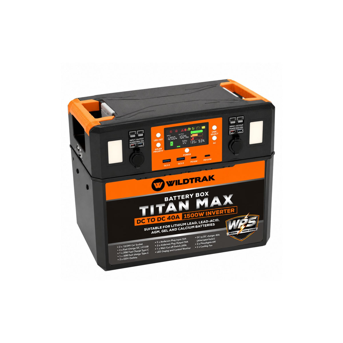 Wildtrak Titan Max Battery Box with 40A DC/DC Charger & 1500W Inverter