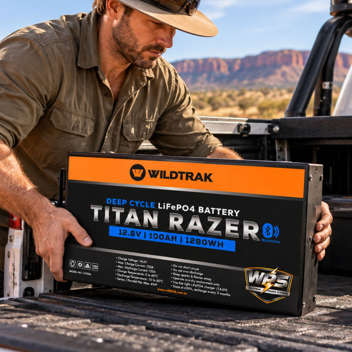 Wildtrak 12V Slimline Lithium Battery Titan Razer 100AH LiFePO4