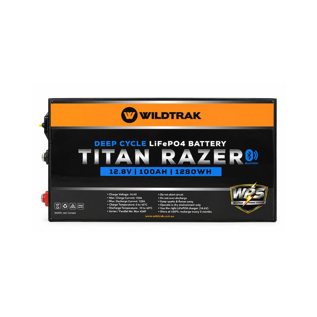 Wildtrak 12V Slimline Lithium Battery Titan Razer 100AH LiFePO4