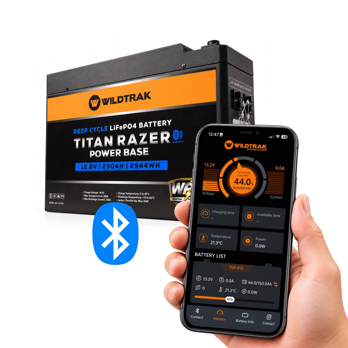 Wildtrak 12V Lithium Battery Titan Razer Power Base 230AH LiFePO4