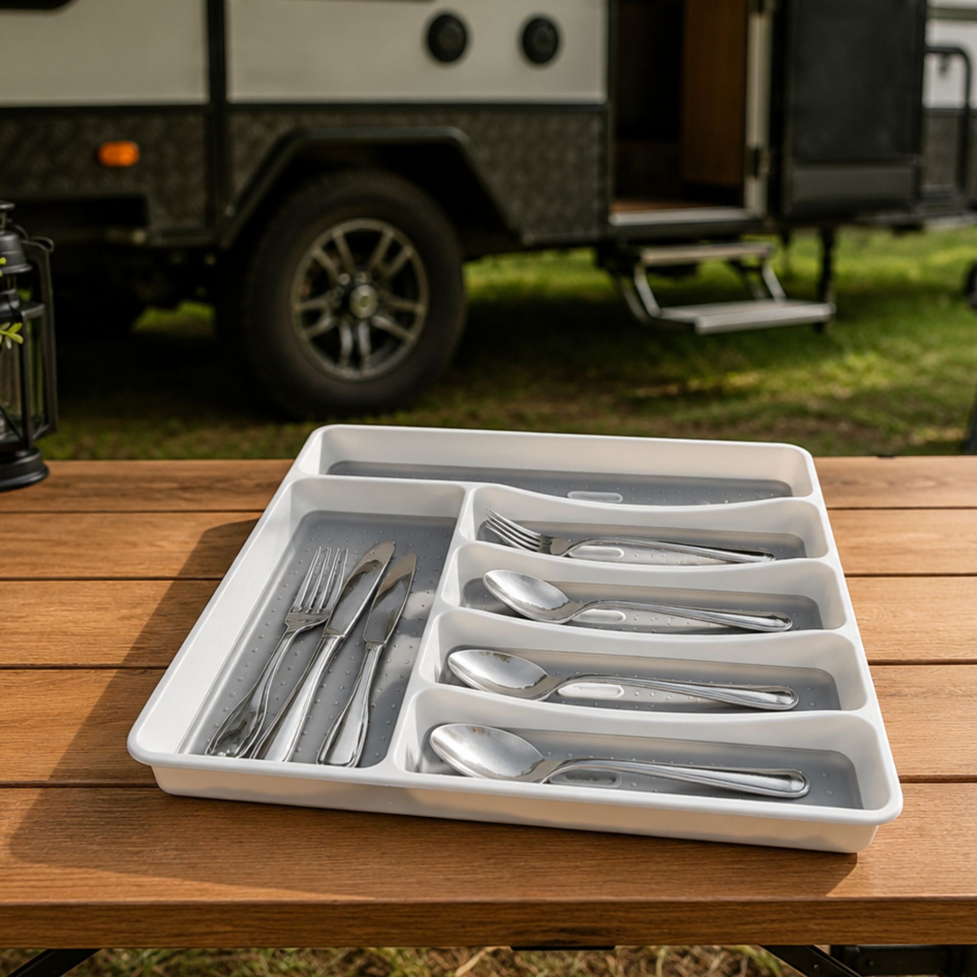 Wildtrak Non-Slip Utensil Storage Tray 40x33x5cm, 6 Compartment