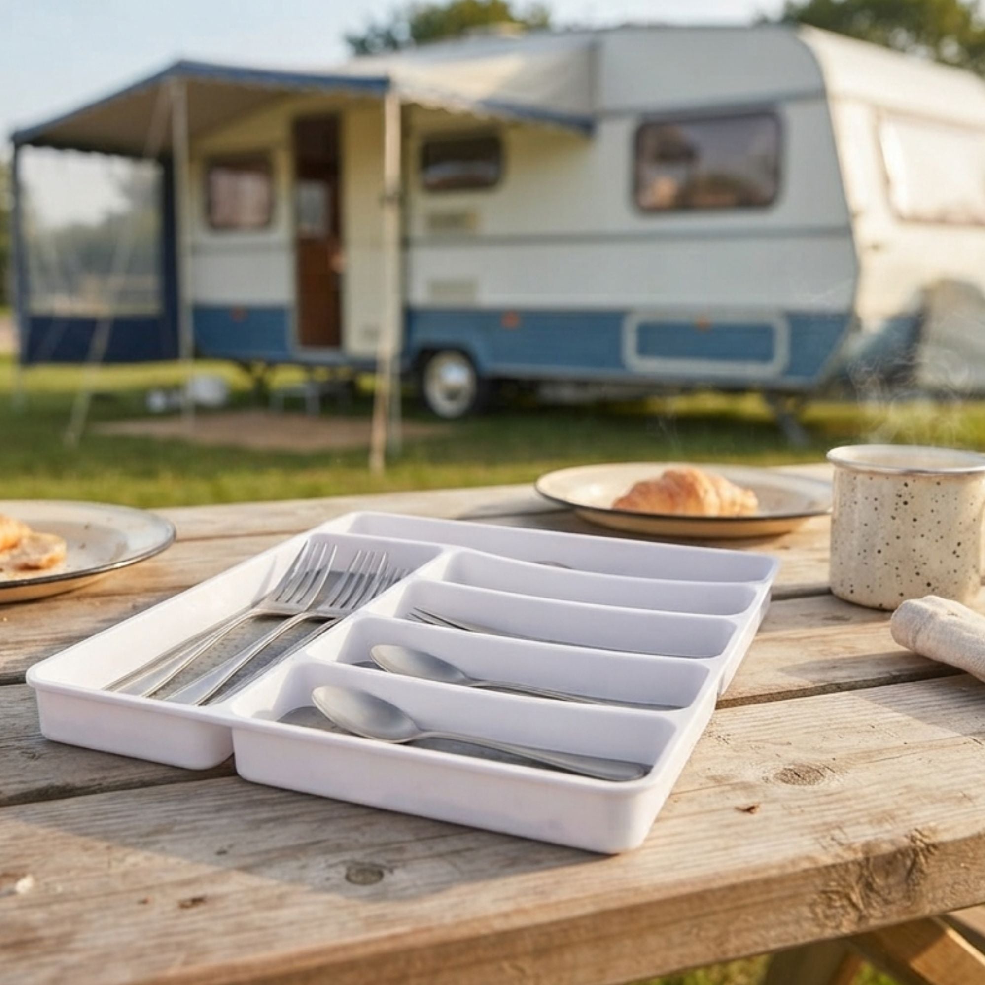 Wildtrak Non-Slip Utensil Storage Tray 40x33x5cm, 6 Compartment