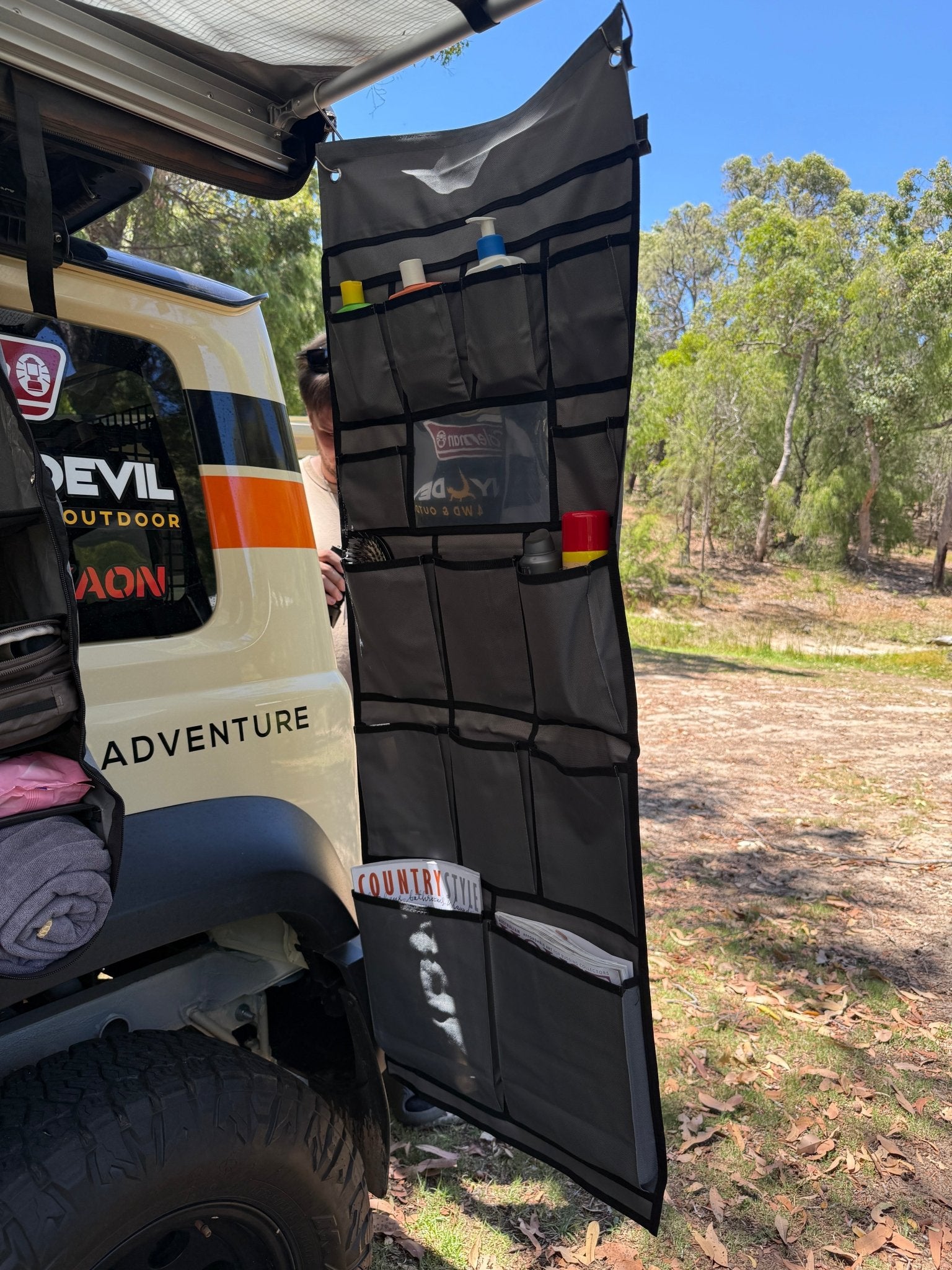 14 Pocket Car Caravan Camping Hanging Organiser with Mirror