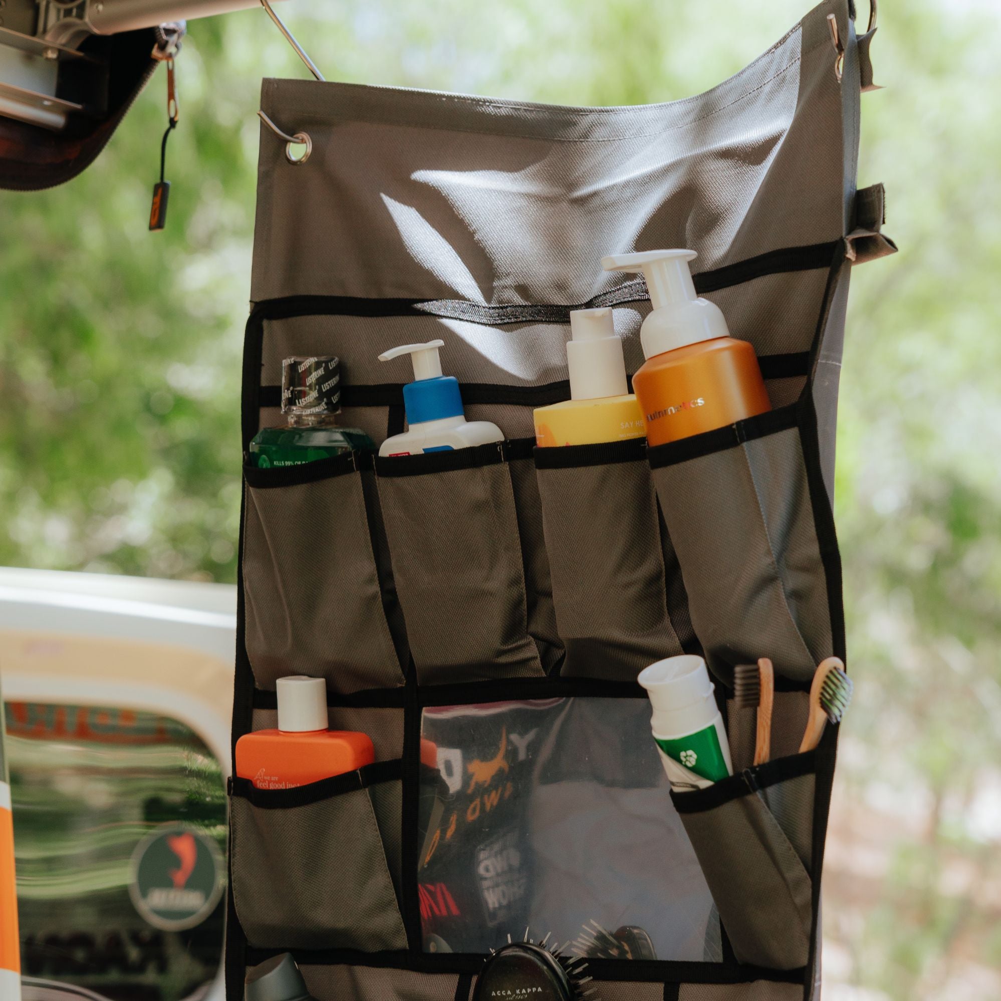 Wildtrak 14 Compartment Car/Caravan Camping Hanging Organiser with Mirror 123x48cm