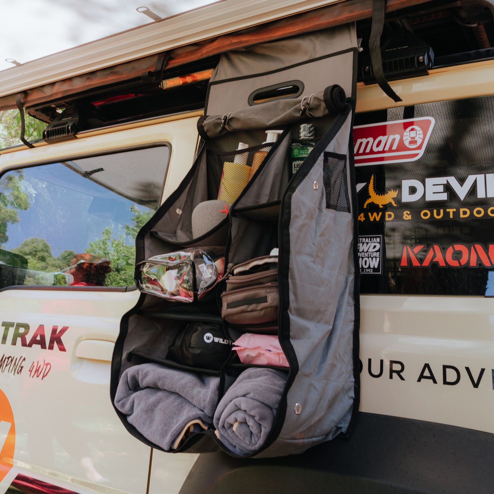 Wildtrak 12 Compartment Camping Hanging Organiser with Zipped Flap 80x40cm