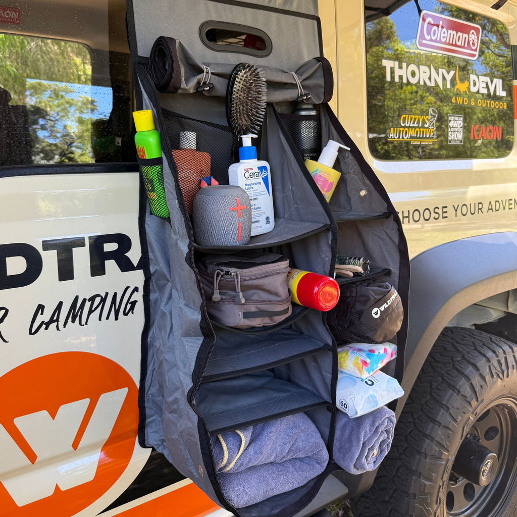 Wildtrak 12 Compartment Camping Hanging Organiser with Zipped Flap 80x40cm