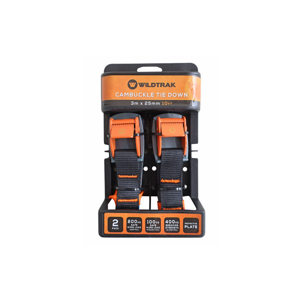 2pk Wildtrak Cambuckle Tie Down Straps 3Mx25MM