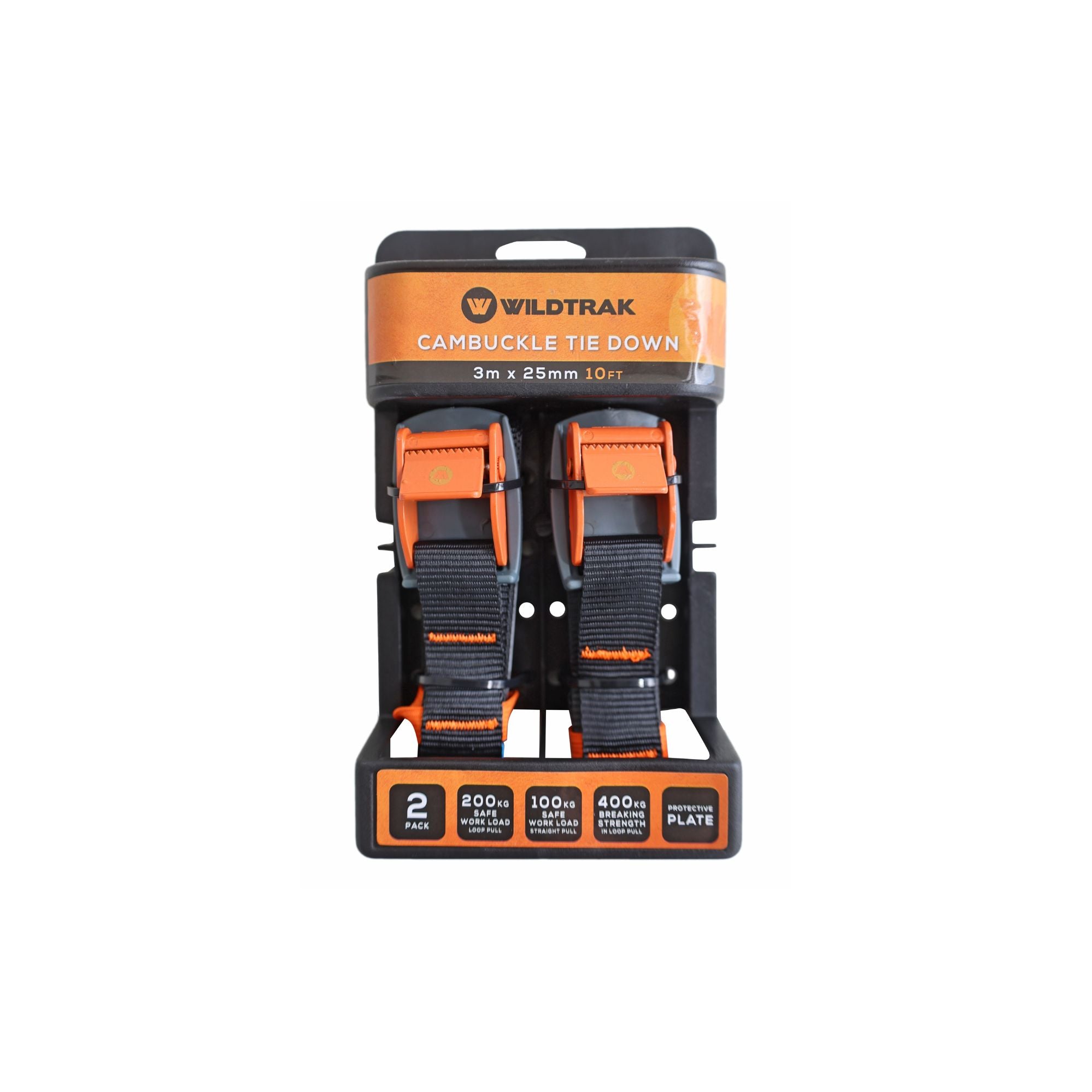2pk Wildtrak Cambuckle Tie Down Straps 3Mx25MM