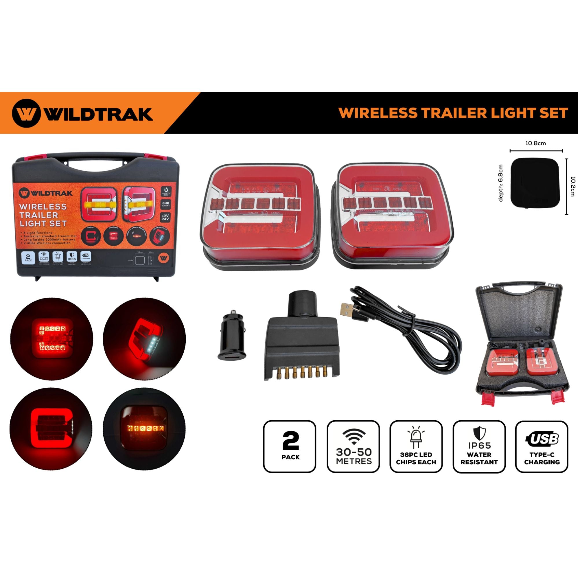Wildtrak Quikfit Wireless Magnetic Trailer Lights