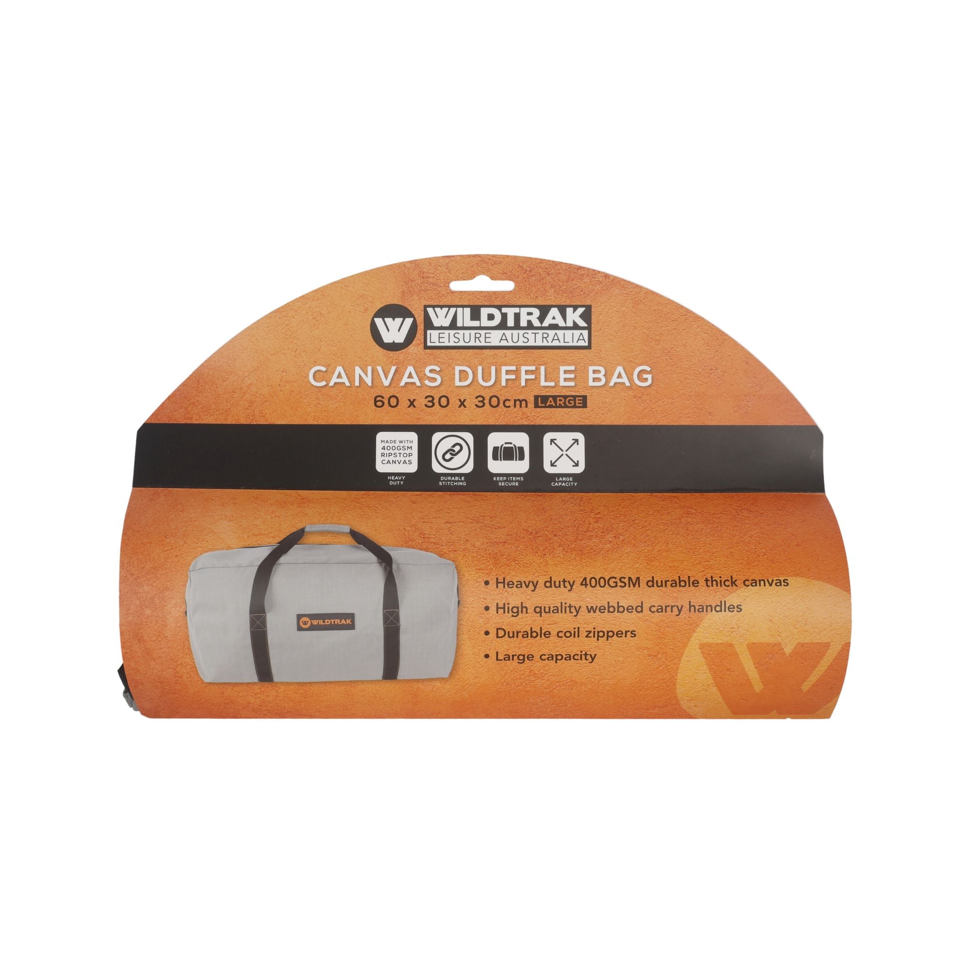 Wildtrak Large Heavy-duty 400GSM Ripstop Canvas Duffle Bag 60x30x30cm