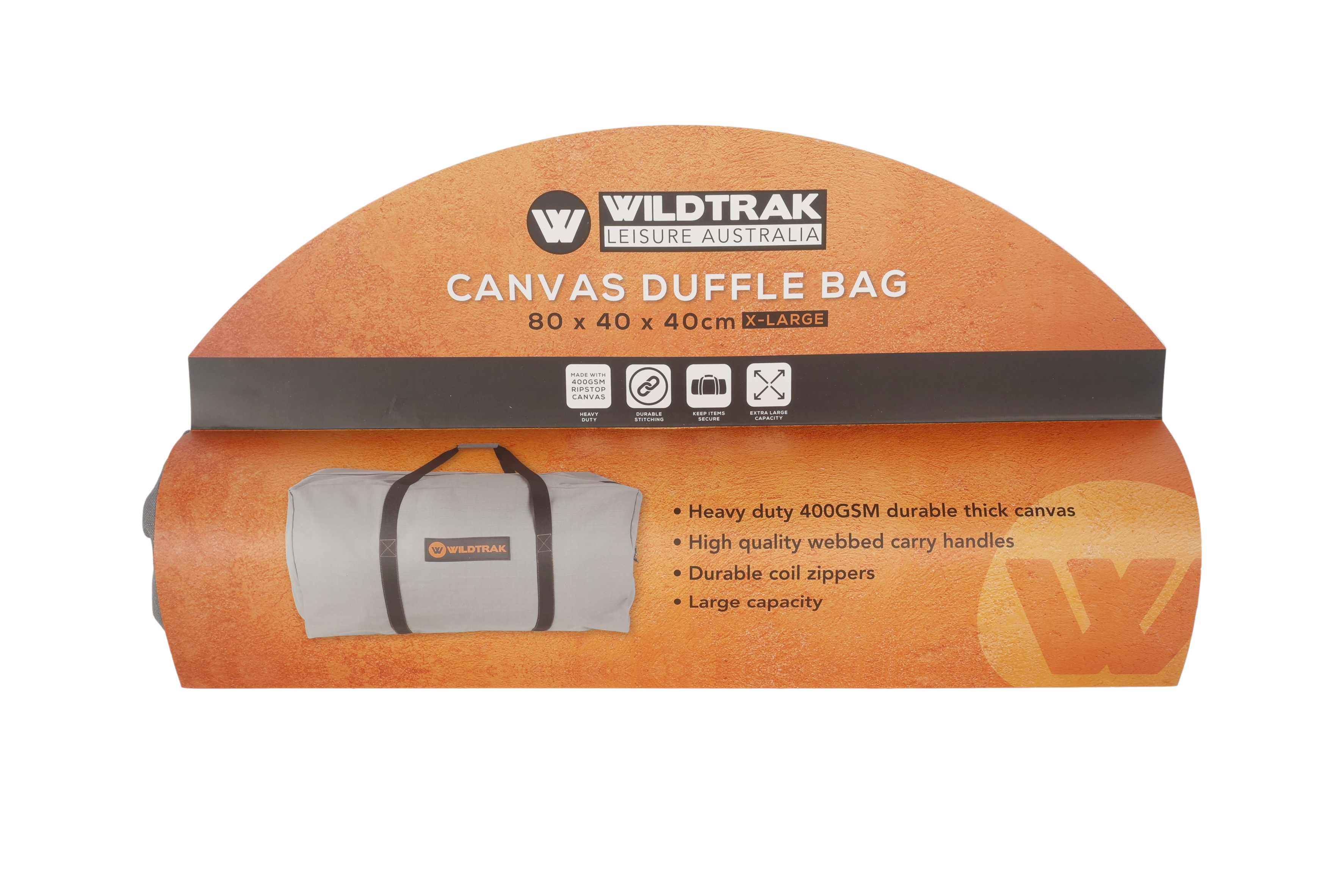Wildtrak™ Extra Large 400gsm Heavy Duty Ripstop Canvas Duffle Bag with Handles 80x40x40cm