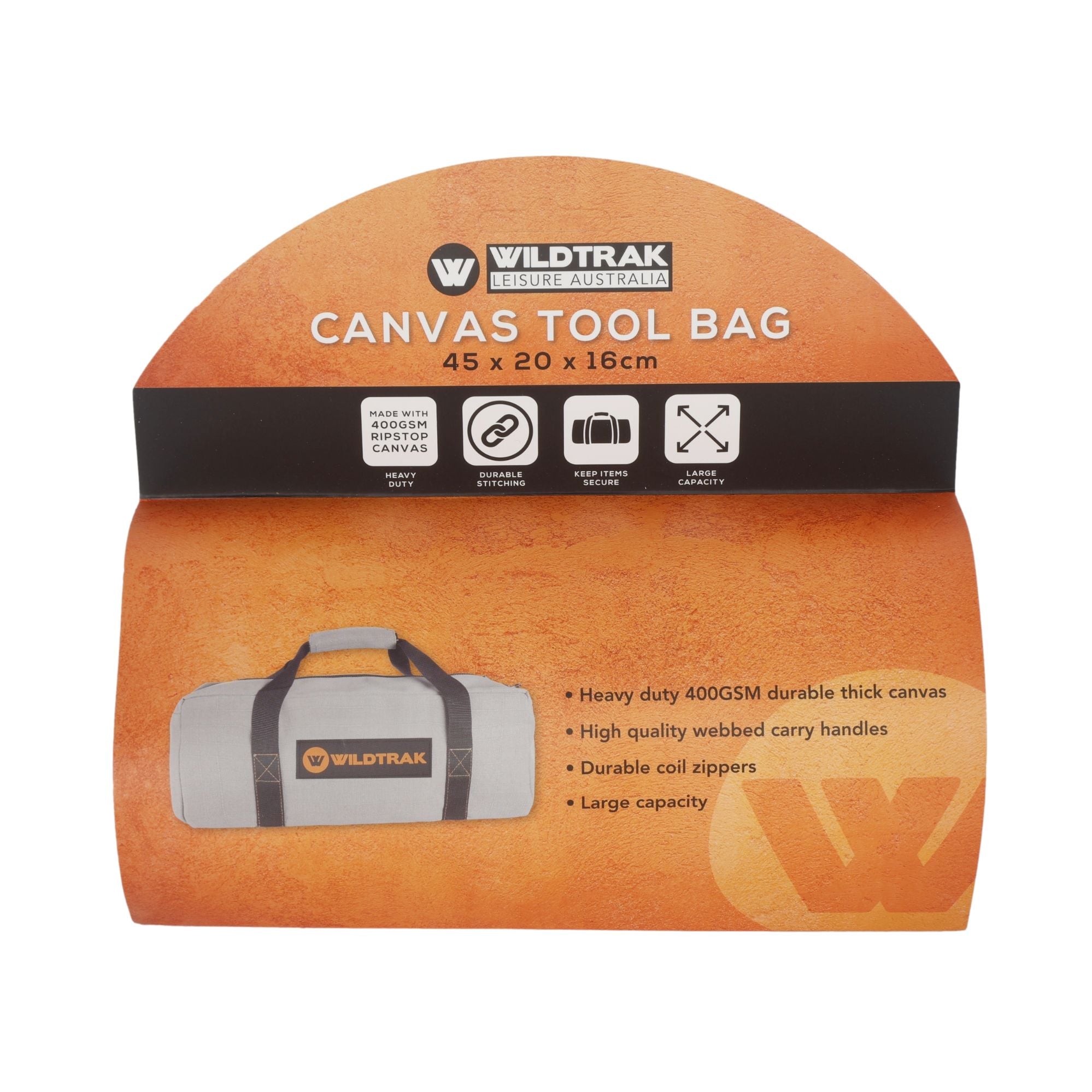 Wildtrak Large Heavy-duty 400GSM Ripstop Canvas Tool Bag with Handles 42x20x16cm