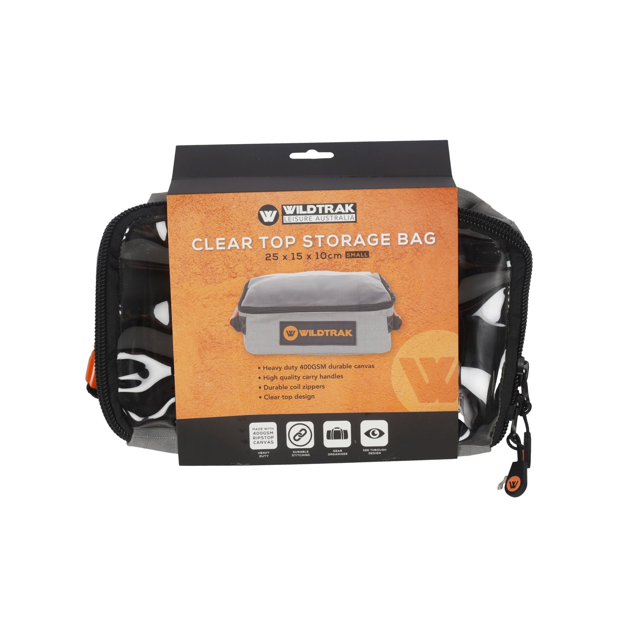 Wildtrak Heavy-duty Small Clear Top Storage Bag with Handles 25x15x10cm