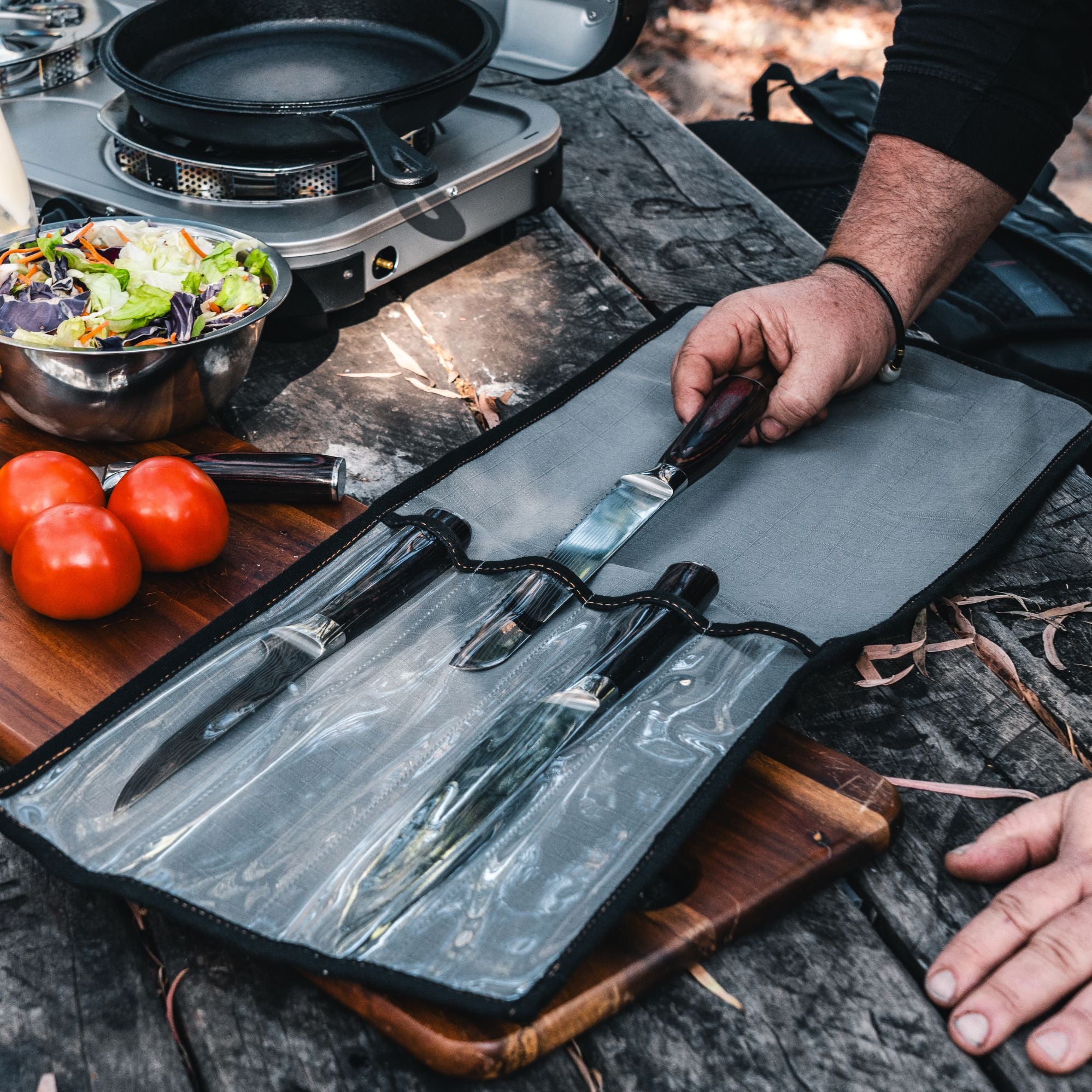 Wildtrak 4 Compartment 400gsm Ripstop Canvas Knife Wrap 45x28cm