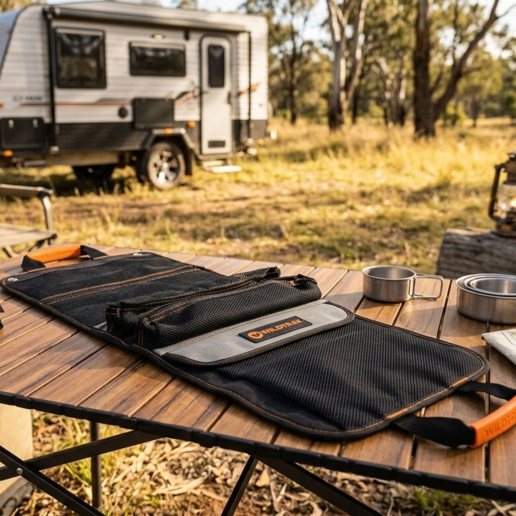 Wildtrak Heavy-duty 400GSM Ripstop Canvas Explorer Hanging Organiser Caddy 40x100cm