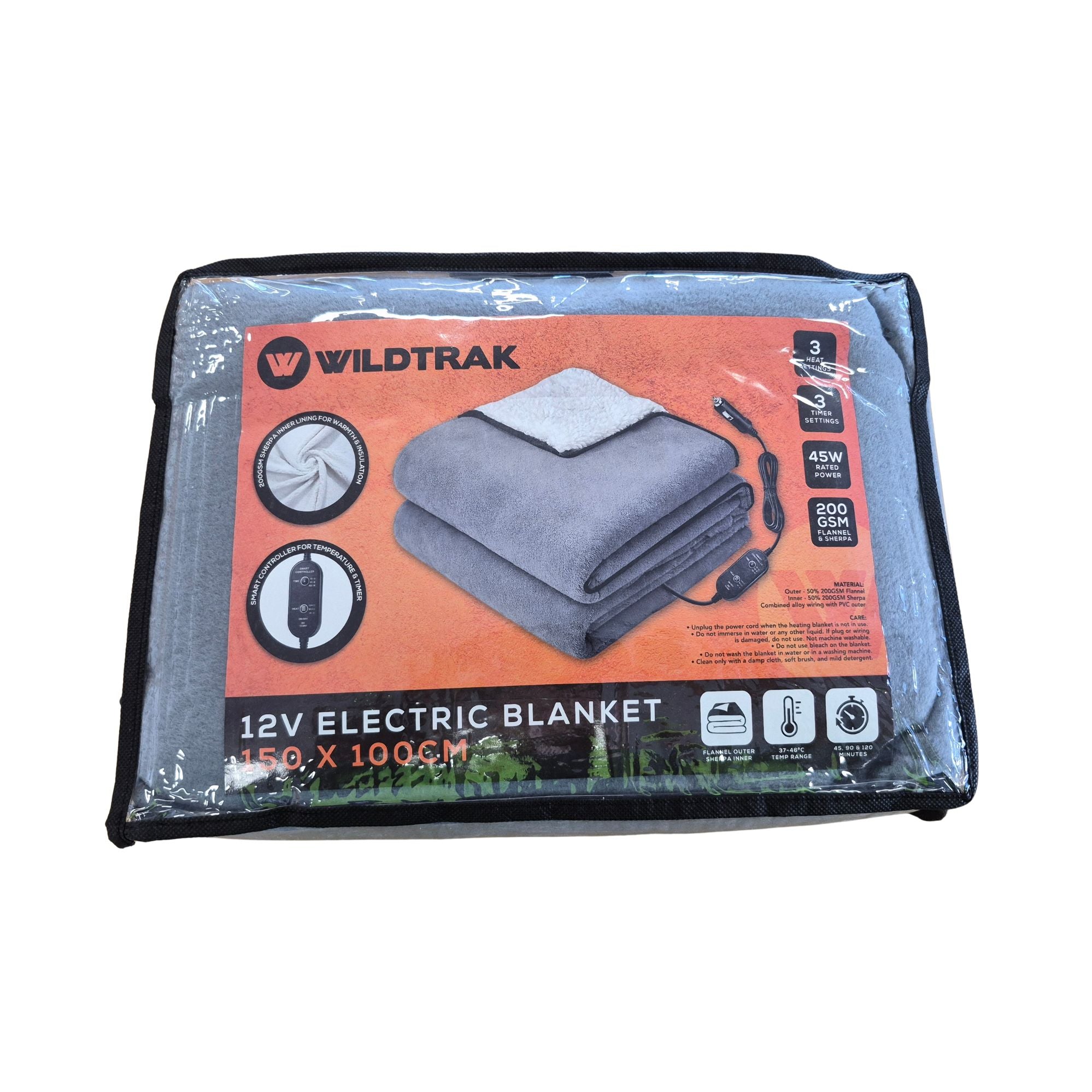 Wildtrak 12V Car Electric Blanket, 45W Rated Power, 150 x 100cm