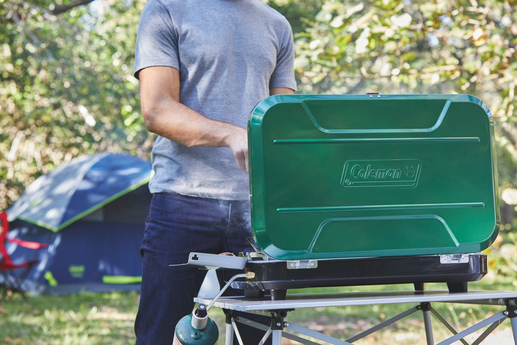 Coleman Eventemp 3-Burner Stove with Griddle and Built in Wind Guards, Stainless Steel Burners