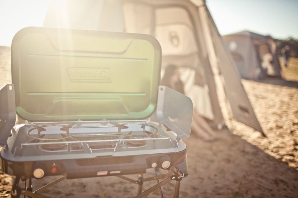 Coleman Eventemp 3-Burner Stove with Griddle and Built in Wind Guards, Stainless Steel Burners