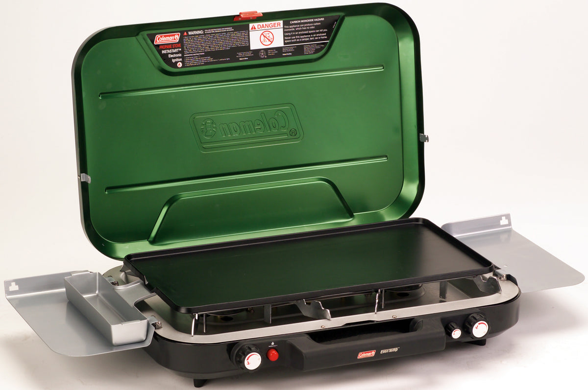 Eventemp 3 Burner Stove with Griddle, Even-Temp™ Stainless Steel Burners, PerfectFlow™ Technology, Built in Wind Guards