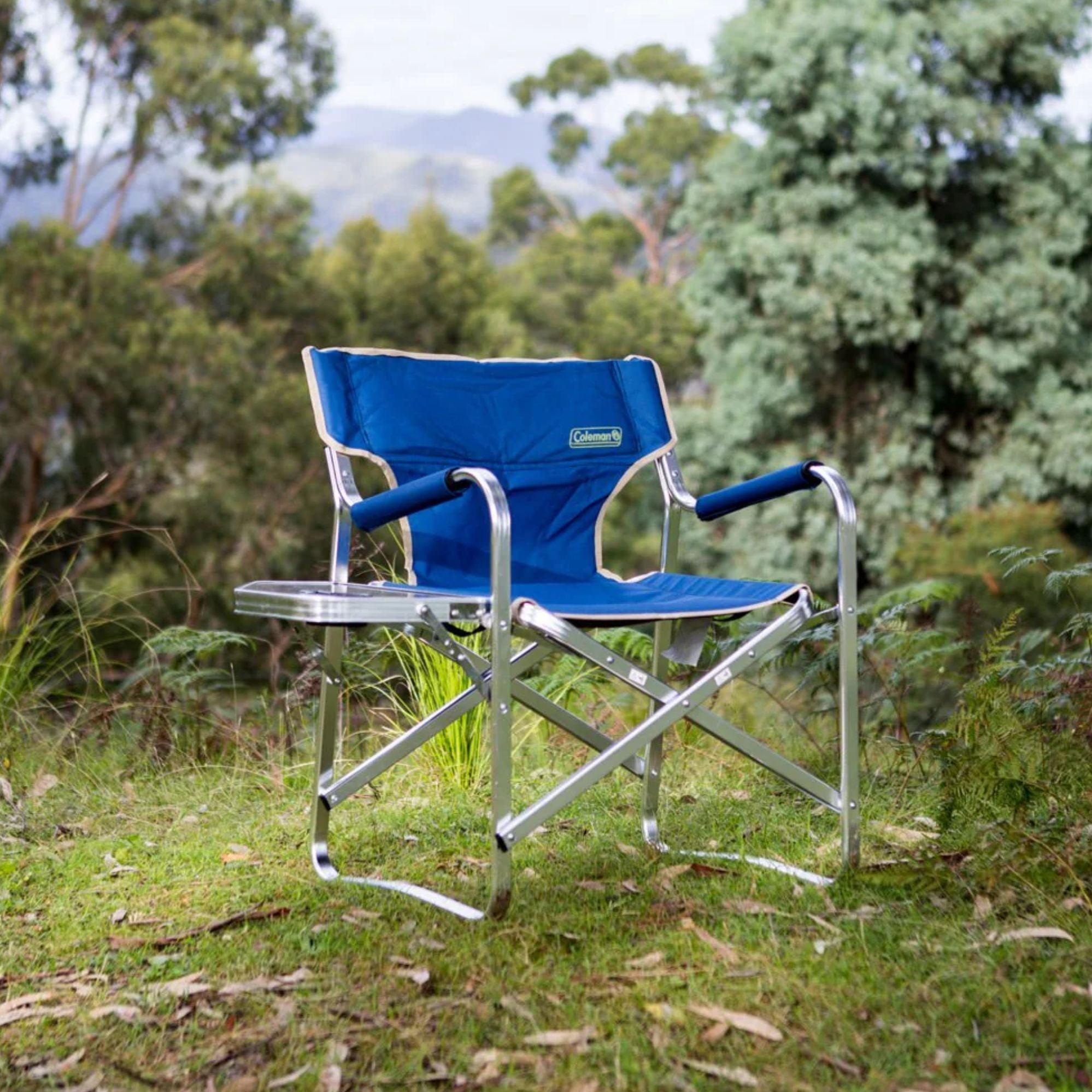 Coleman Flat Fold Directors Plus Camping Chair with Side Table