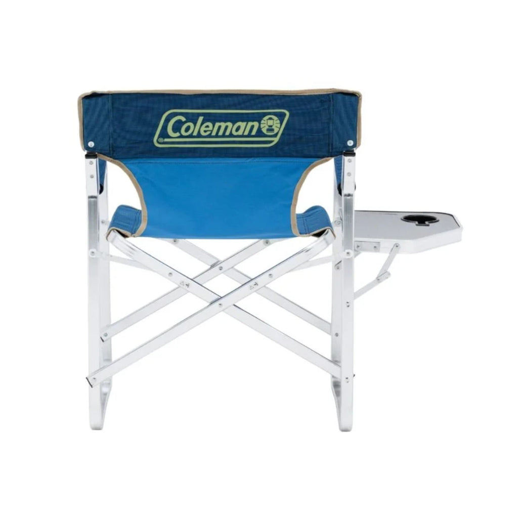 Coleman Flat Fold Directors Plus Camping Chair with Side Table - Blue