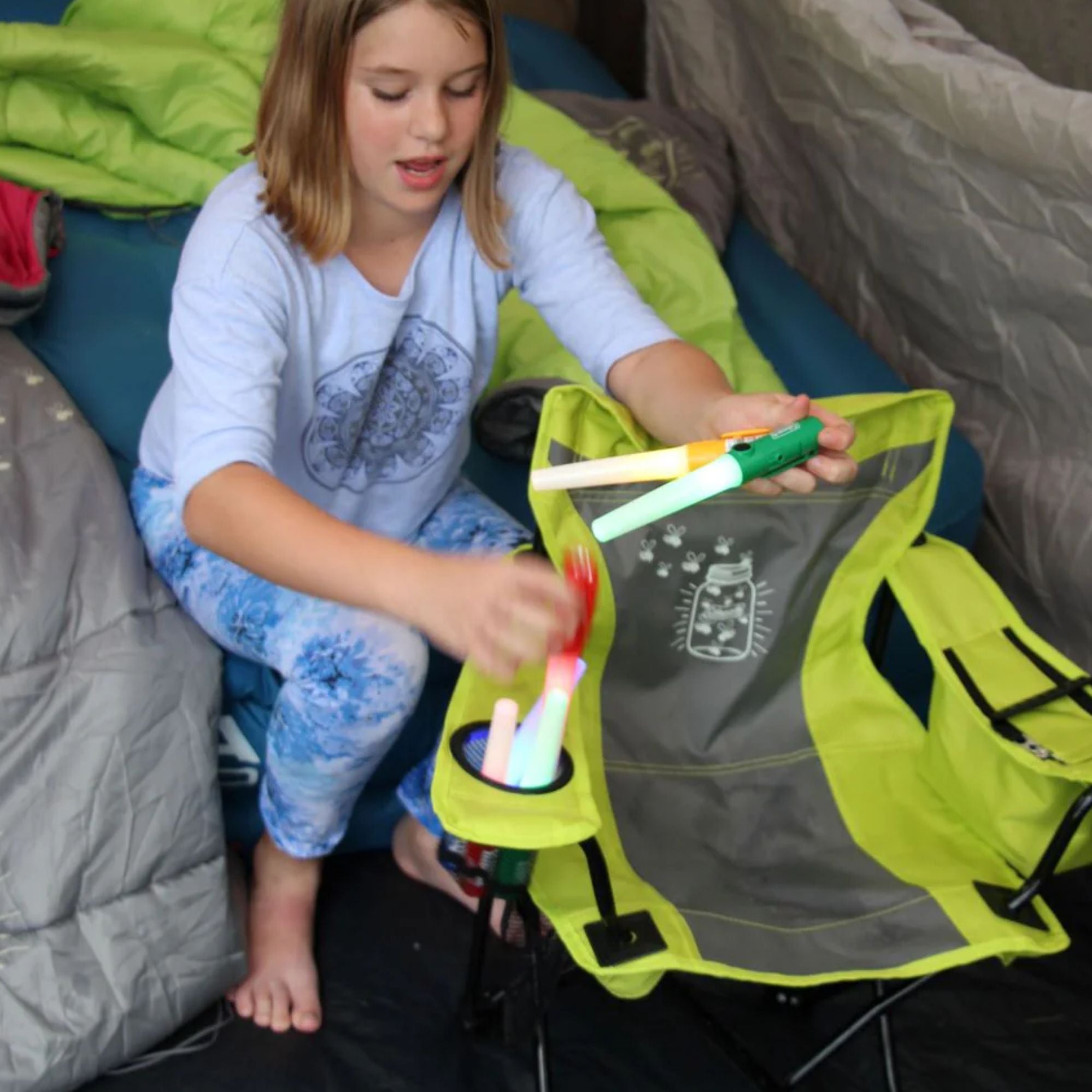 Coleman FryFly Illumi-bug Quad Kids Chair, Glow in the dark - Green