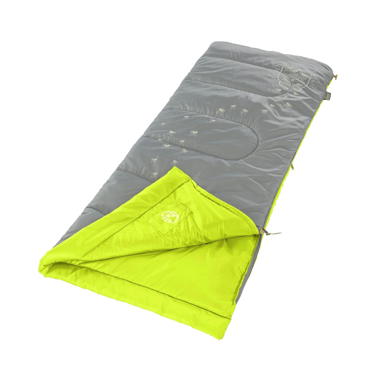 Fyrefly Green Kids Sleeping Bag, Comfort Cuff, ThermoTech® Insulation, Glow in the Dark, Interior pocket, Temp Rating: 7°C, Machine Washable, Max User Height 152cm, 167 x 66 cm