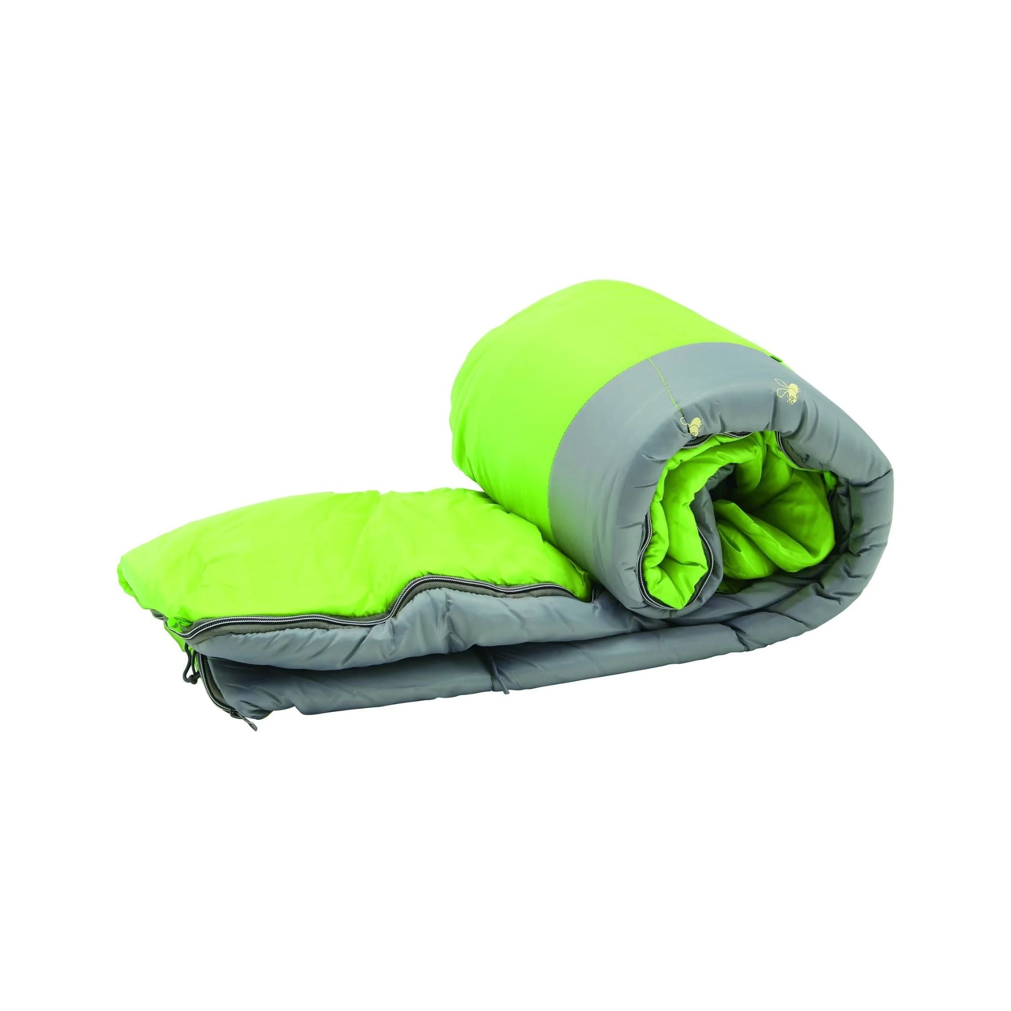 Fyrefly Green Kids Sleeping Bag, Comfort Cuff, ThermoTech® Insulation, Glow in the Dark, Interior pocket, Temp Rating: 7°C, Machine Washable, Max User Height 152cm, 167 x 66 cm
