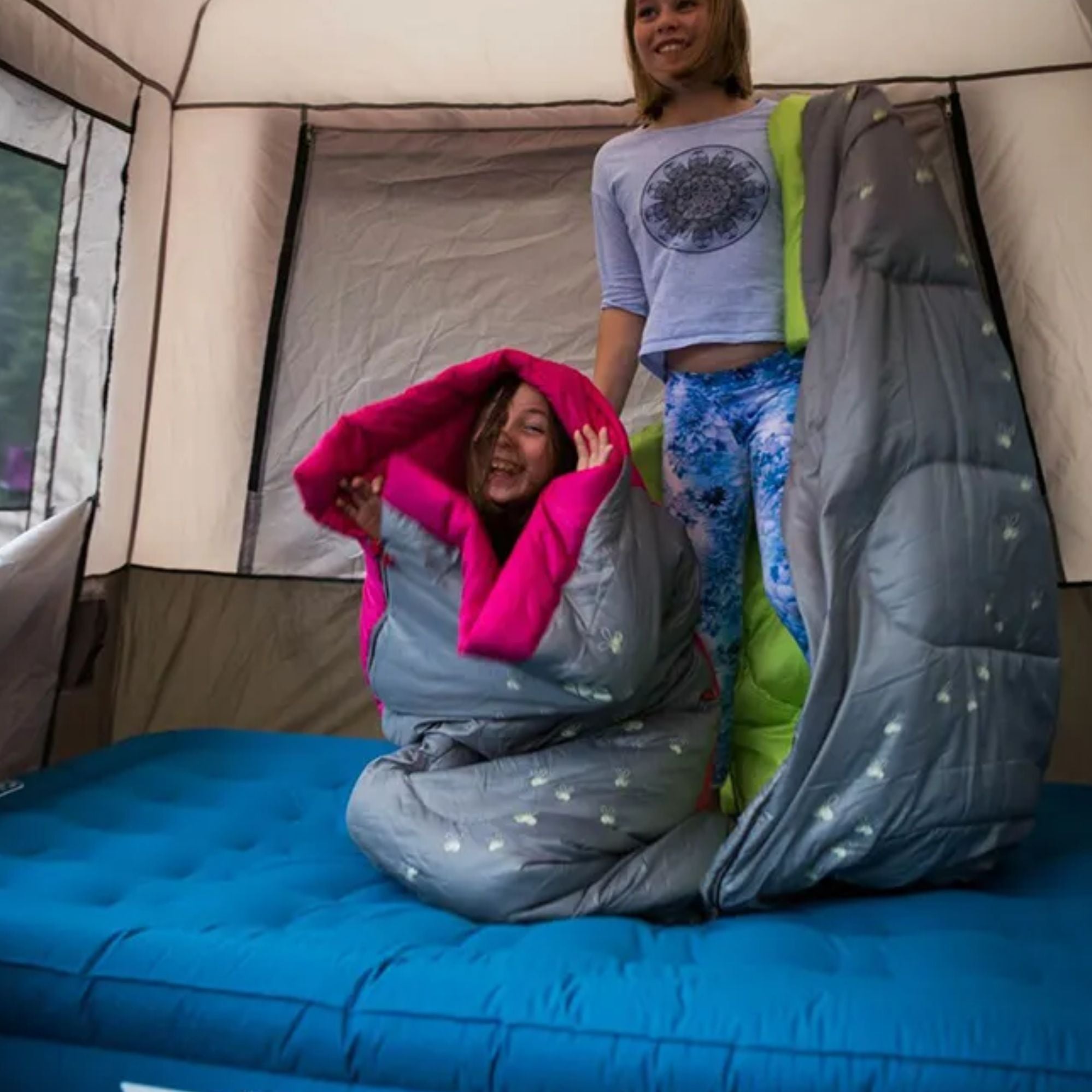 Coleman 7°C Sleeping Bag Kids FryeFly Illumi-bug Pink, Glow in the Dark