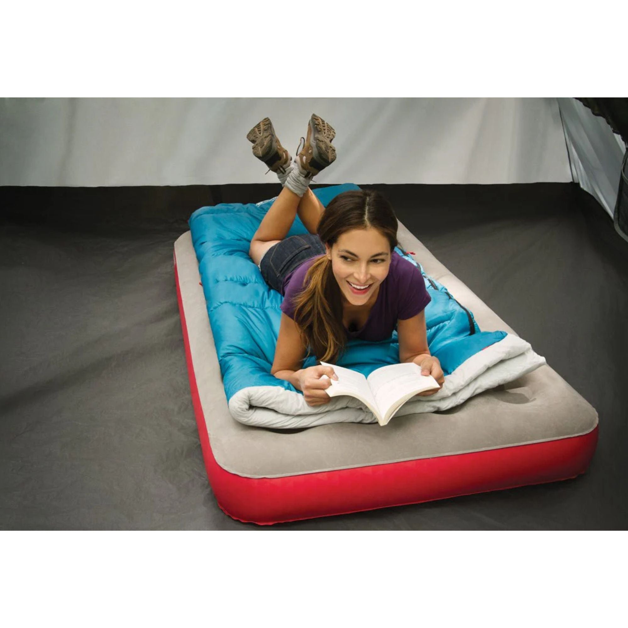 XL Single Quickbed Plus Air Mattress, Heavy Duty PVC , Soft Plush Rayon Flocked Top, Double Lock Valve,  187x 99 x24cm