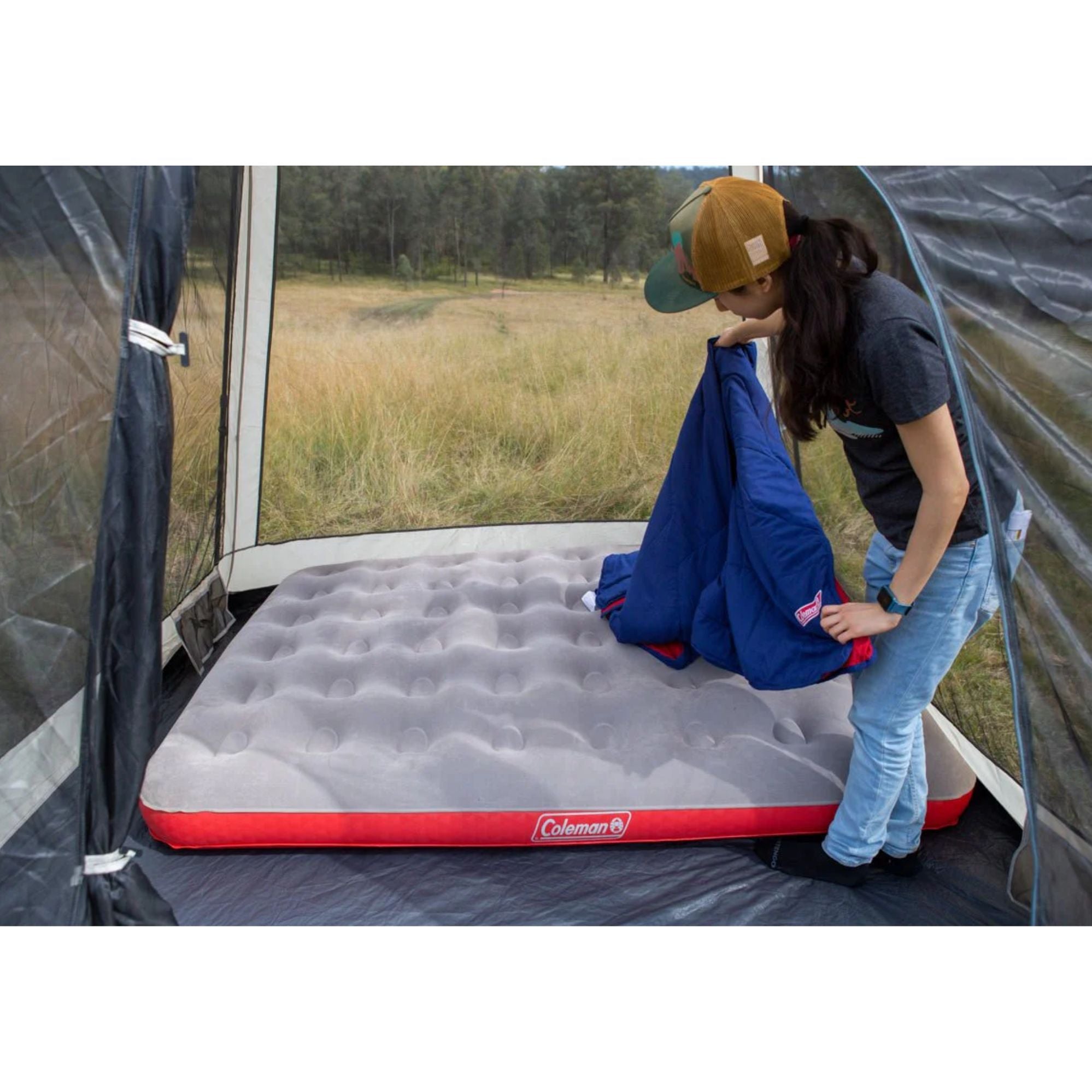 Queen Quickbed Plus Air Mattress, Heavy Duty PVC , Soft Plush Rayon Flocked Top, Double Lock Valve, 198 x 152 x 20cm