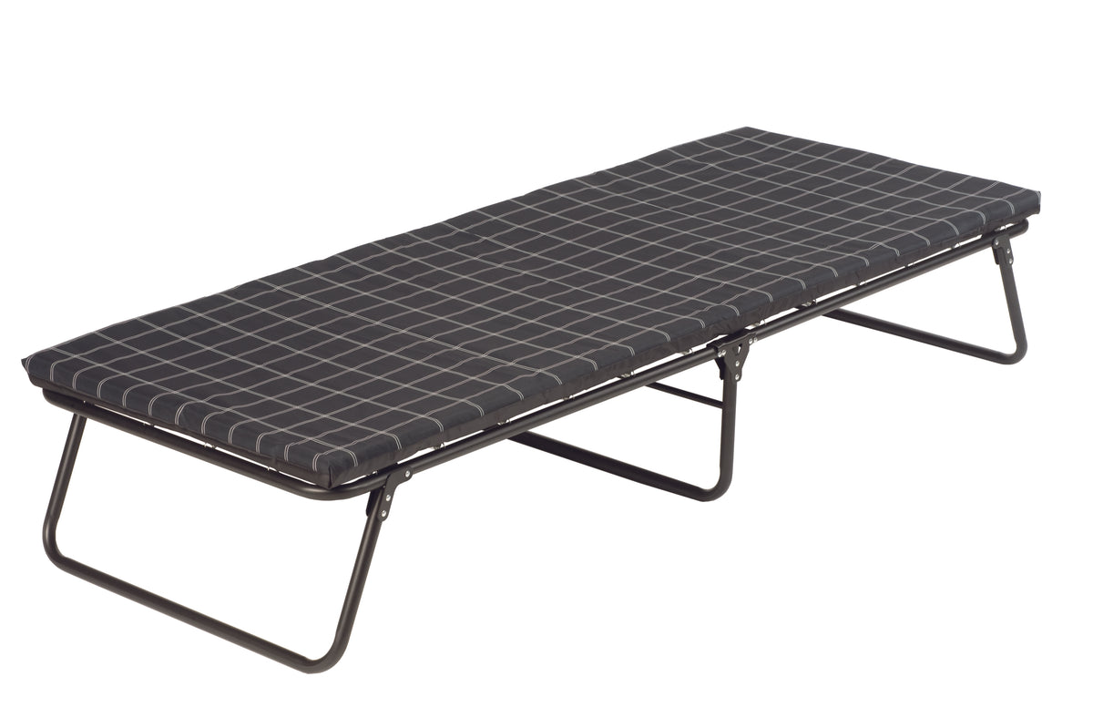 Big Sky Stretcher Bed, Flat Fold, Steel Frame, Silicone Grips, Poly Cotton Foam Mattress, Comfortsmart Coil Suspension, 188 x 66 x 38cm, 135kg
