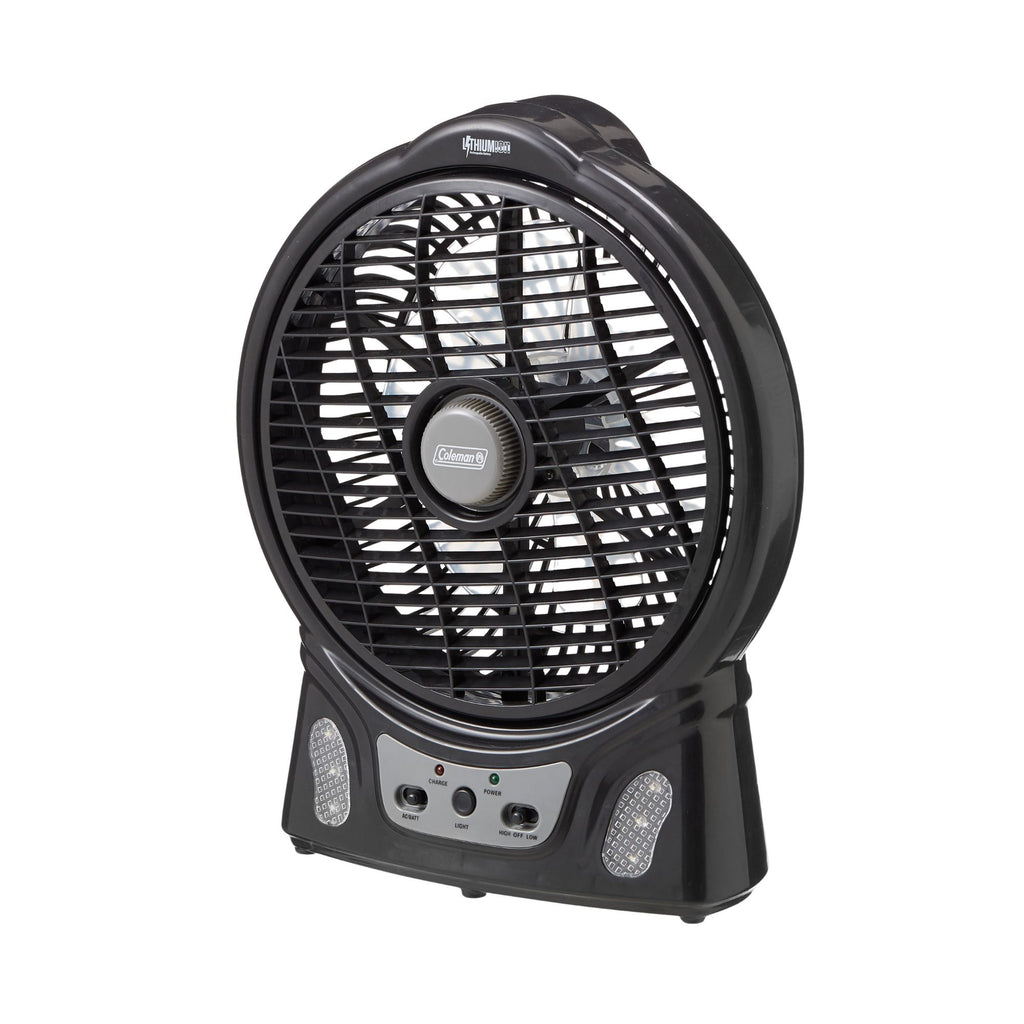 Coleman 240V Rechargeable Lithium Ion Fan with LED Lights 8”/20cm