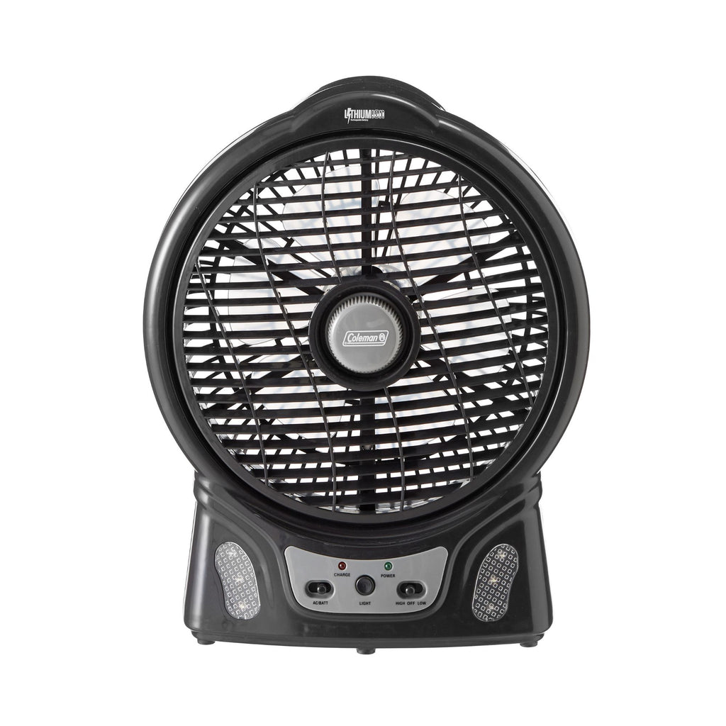 Coleman 240V Rechargeable Lithium Ion Fan with LED Lights 8”/20cm