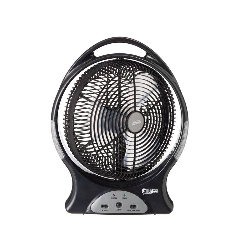 Coleman 240V Rechargeable Lithium Ion Fan with LED Lights 12”/30cm