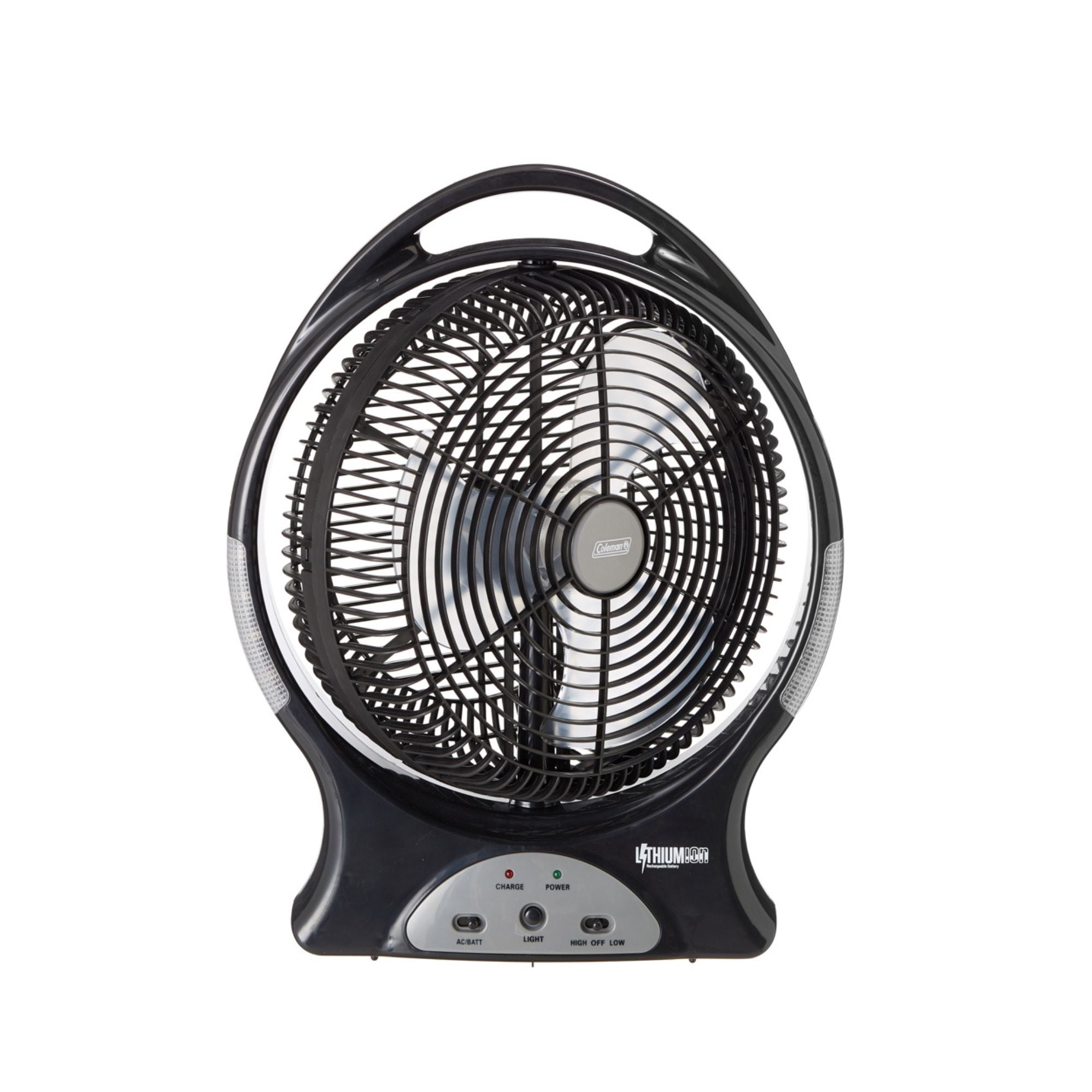 Coleman 240V Rechargeable Lithium Ion Fan with LED Lights 12”/30cm