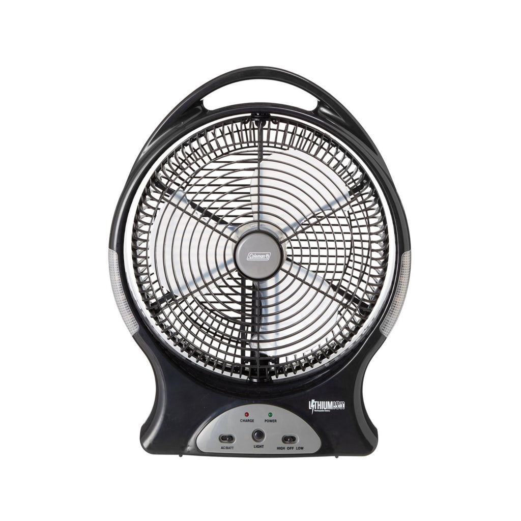 Coleman 240V Rechargeable Lithium Ion Fan with LED Lights 12”/30cm
