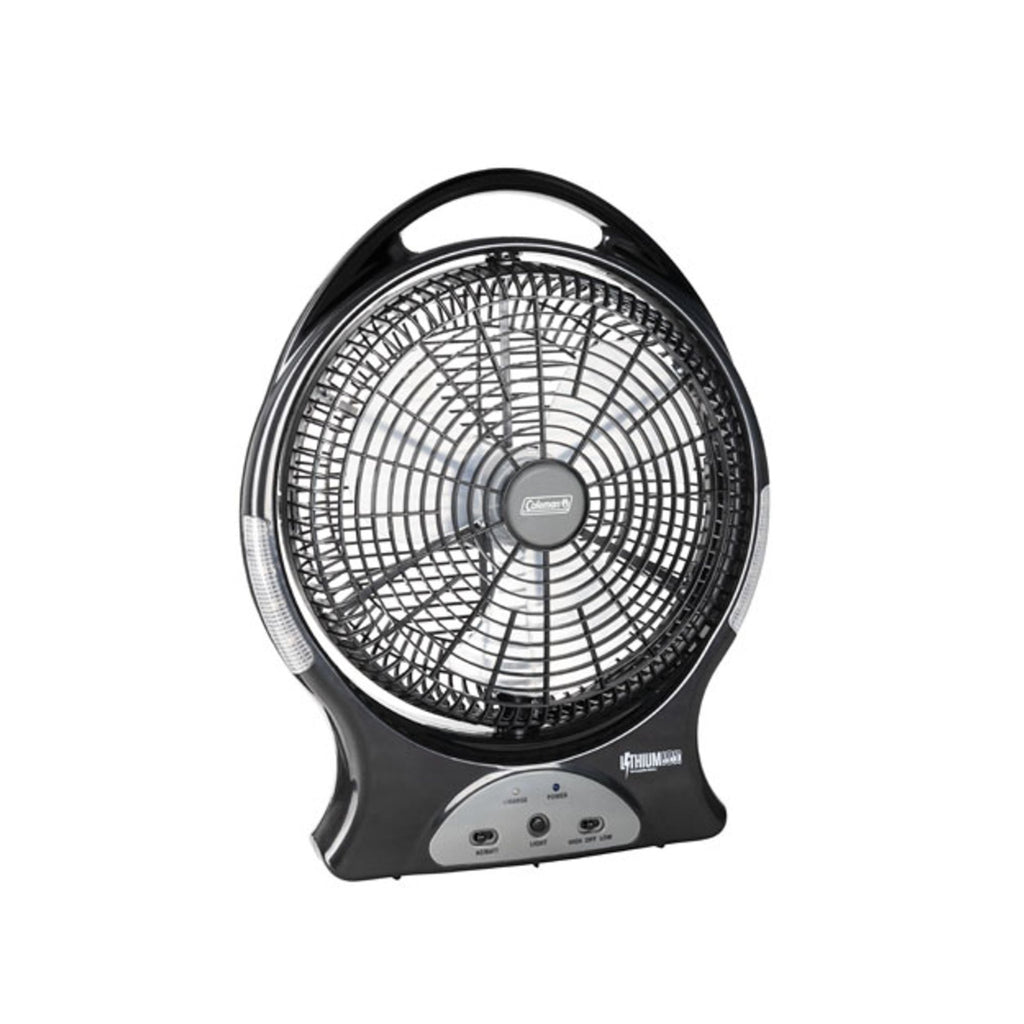 Coleman 240V Rechargeable Lithium Ion Fan with LED Lights 12”/30cm