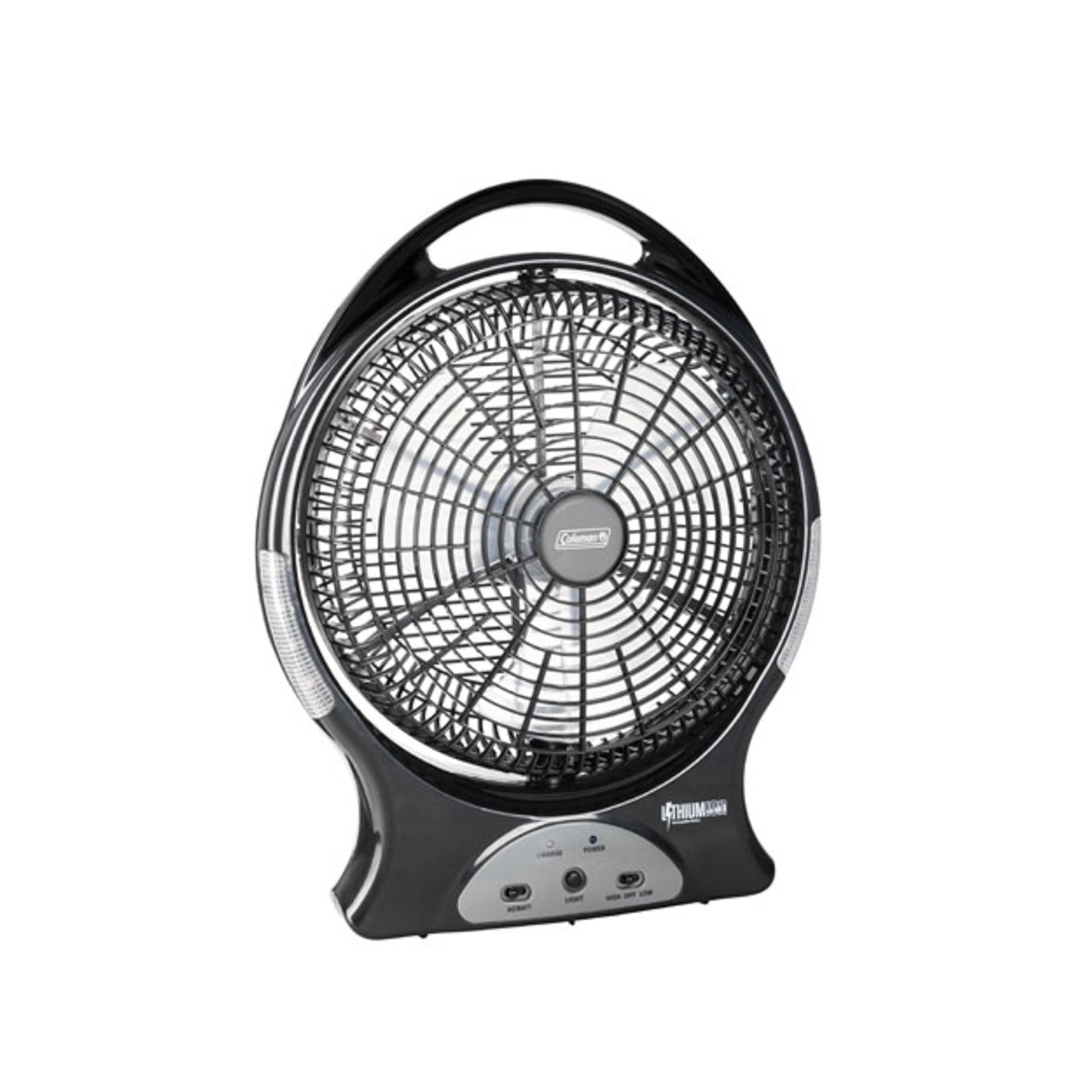 Coleman 240V Rechargeable Lithium Ion Fan with LED Lights 12”/30cm