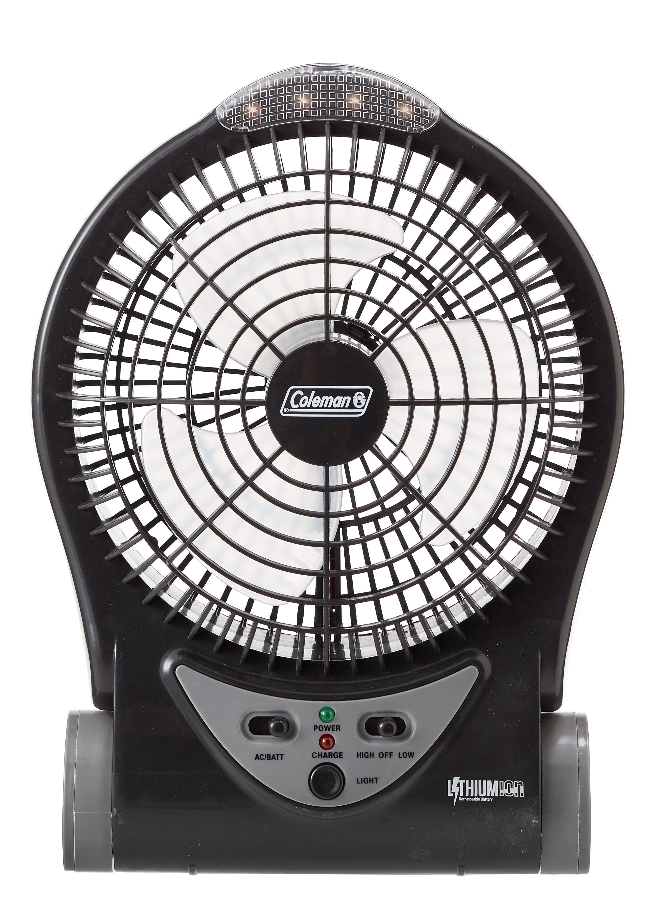 Coleman™ 240V/12V Rechargeable Lithium Ion Fan with LED Lights 6 Inch/15cm