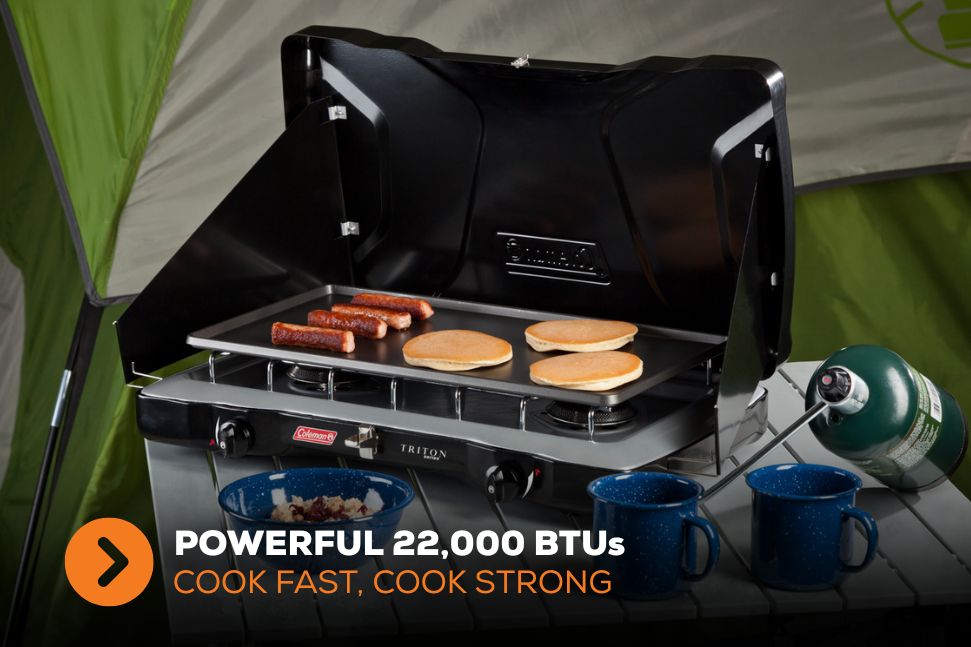 コールマン Triton ツーバーナー コンロ ブラック トリトン ケース付 Coleman Triton Instastart 2-Burner Stove, Perfect Heat Tecnology