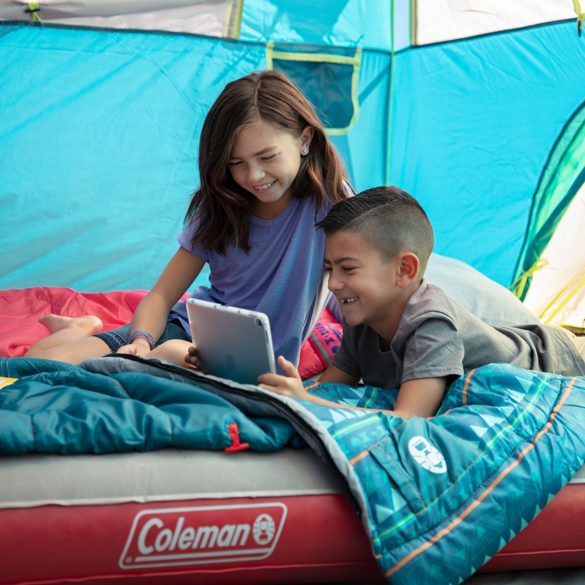 Coleman 10°C Temperature Rating Youth Pink/Purple Sleeping Bag, Glow in the Dark