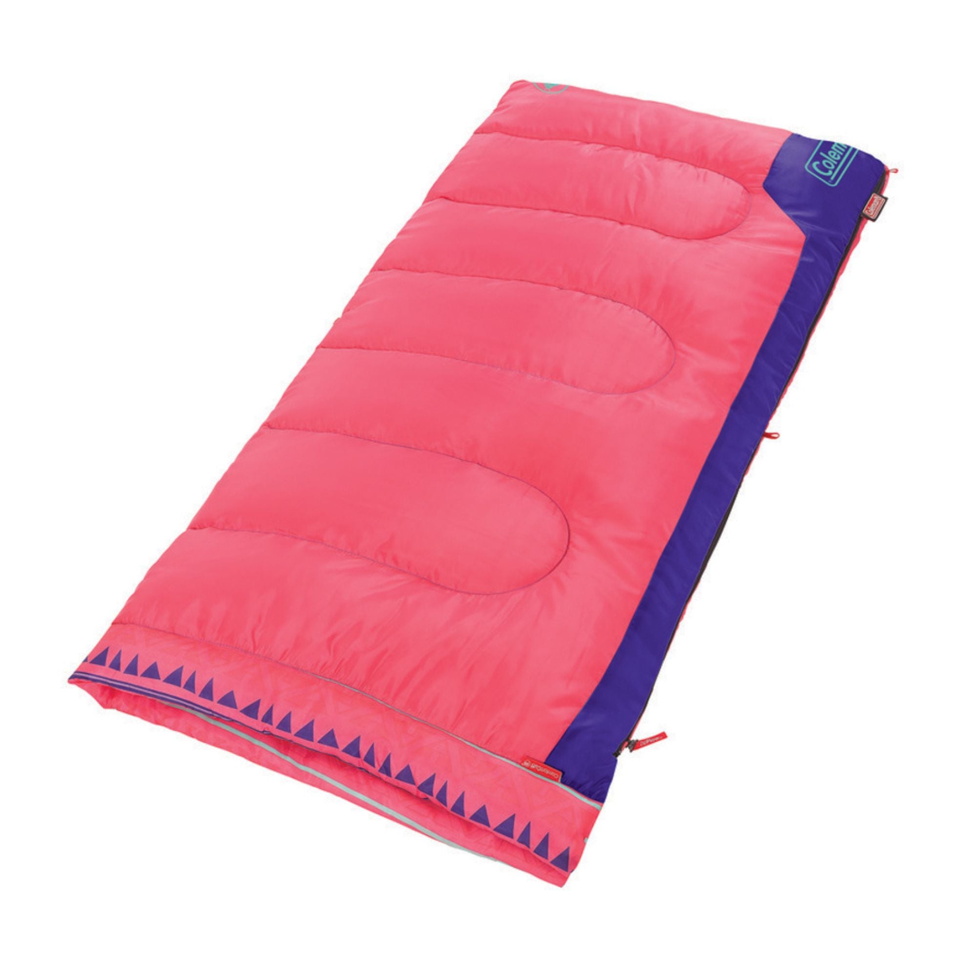 Coleman 10°C Temperature Rating Youth Pink/Purple Sleeping Bag, Glow in the Dark
