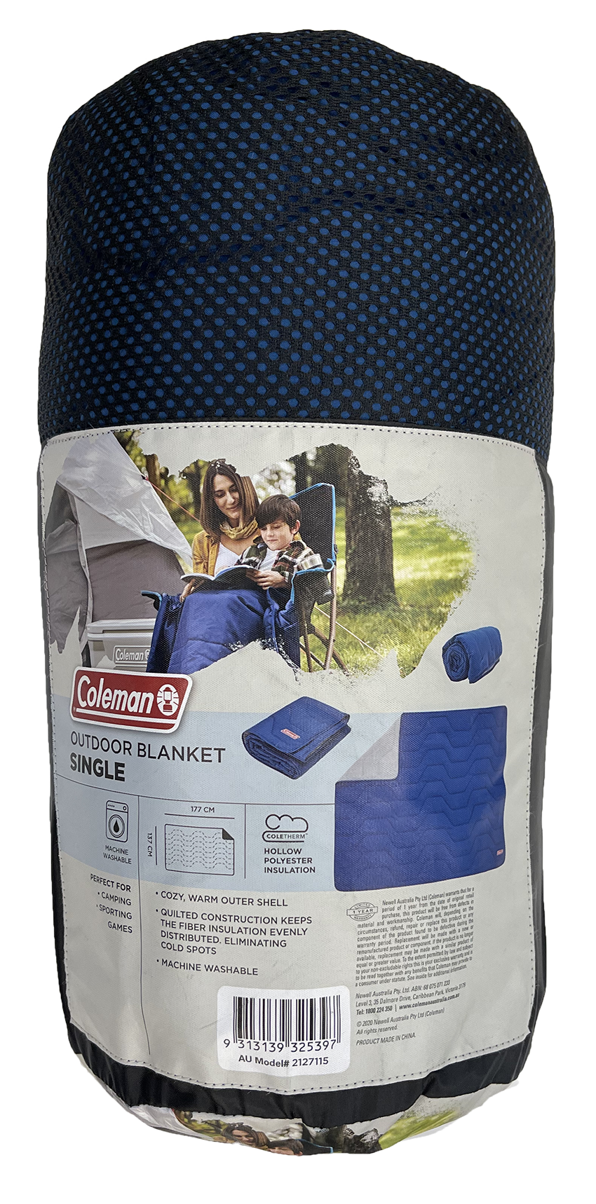 Coleman™ Plush Blanket, Quilt Construction, 180T Brushed Polyester Shell, Coletherm™ Hollow Polyester Filling, Temp Rating: 5°C, 153 x 66cm