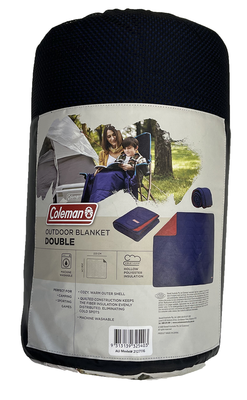 Coleman™ Plush Double Blanket, Quilt Construction, 180T Brushed Polyester Shell, Coletherm™ Hollow Polyester Filling, Temp Rating: 5°C, 215 x 100cm