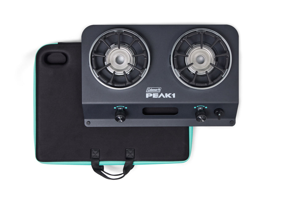Coleman PEAK1™ 2-Burner Camping Stove, Portable, Even Cooking, Wind Protection, 20000 BTUs, Durable