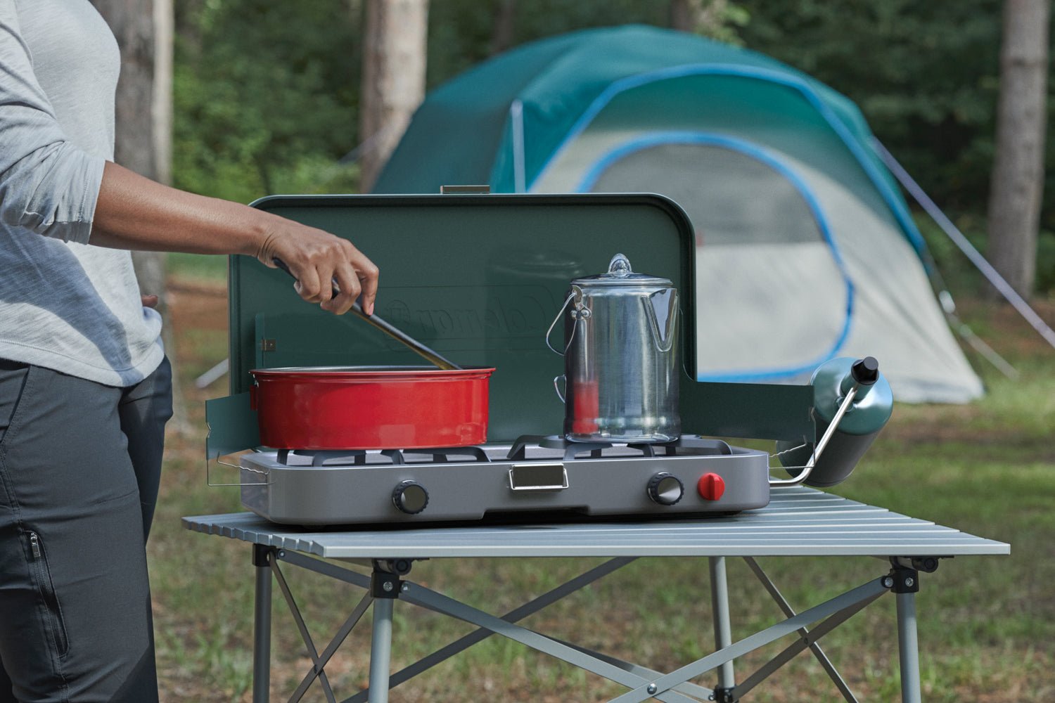 Coleman Cascade 3-in-1 Portable Camping Stove with Wind Guards, 24000 BTUs